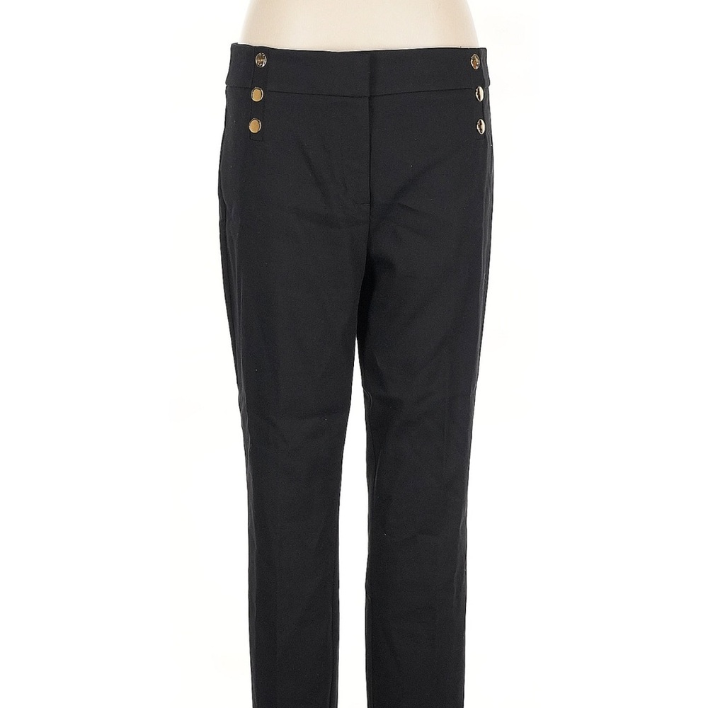 LOFT Black Skinny Pants with Gold Button Detail